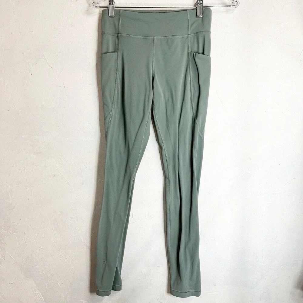 Athleta Girl Stash Your Treasures Leggings Green Pockets Girls XLarge 14